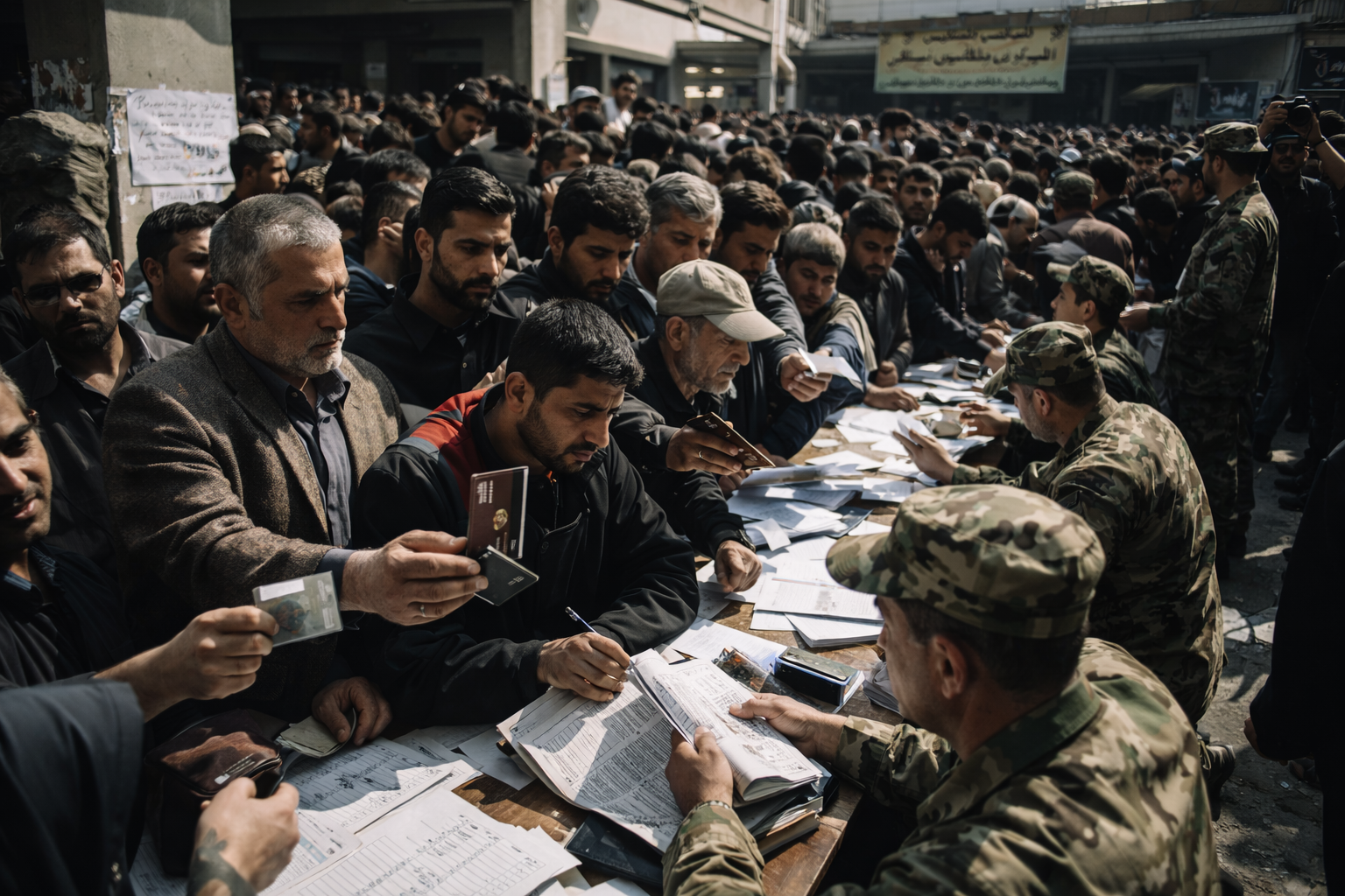 Registro militar en Teherán